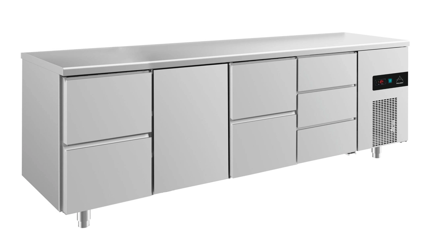 Bild von Kühltisch -2 bis +8°C 2330x700x850mm mit 1x Tür, 2x zwei Schubladen und 1x 3 Schubladen
