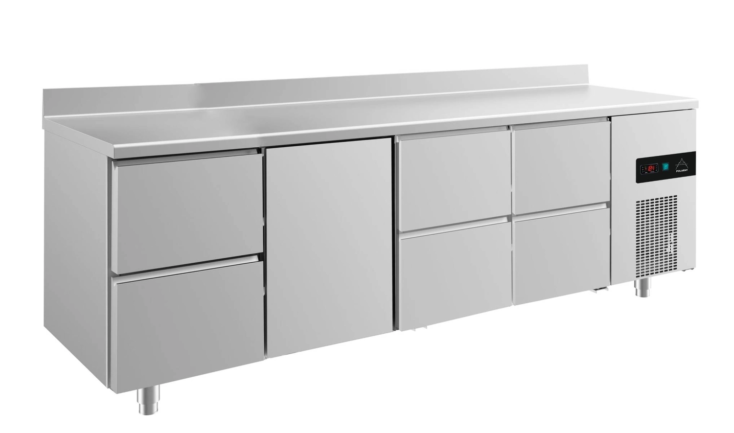 Bild von Kühltisch -2 bis +8°C 2330x700x850mm mit 1x Tür und 3x zwei Schubladen u. Aufkantung