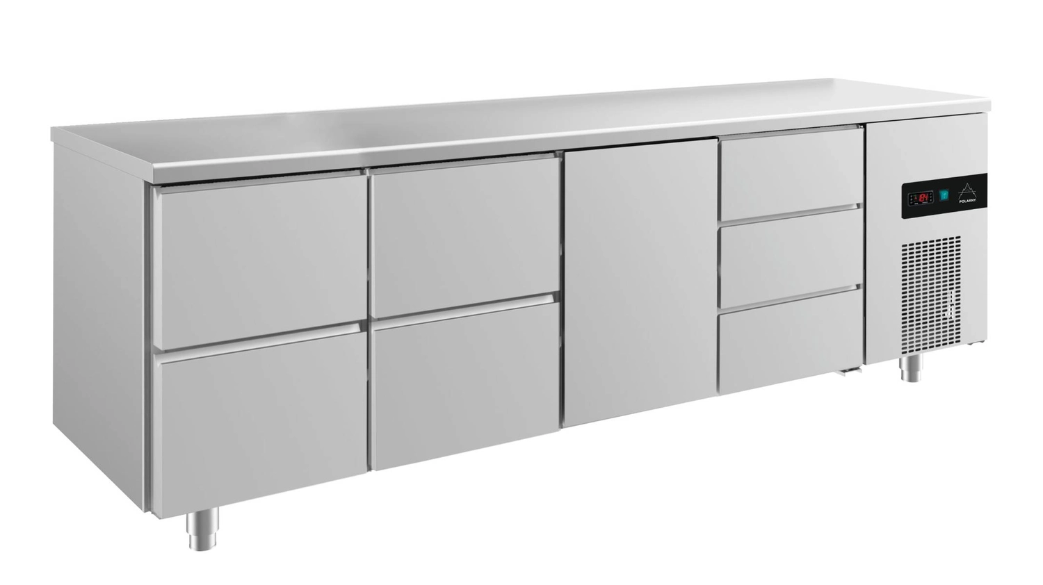 Bild von Kühltisch -2 bis +8°C 2330x700x850mm mit 1x Tür, 2x zwei Schubladen und 1x 3 Schubladen
