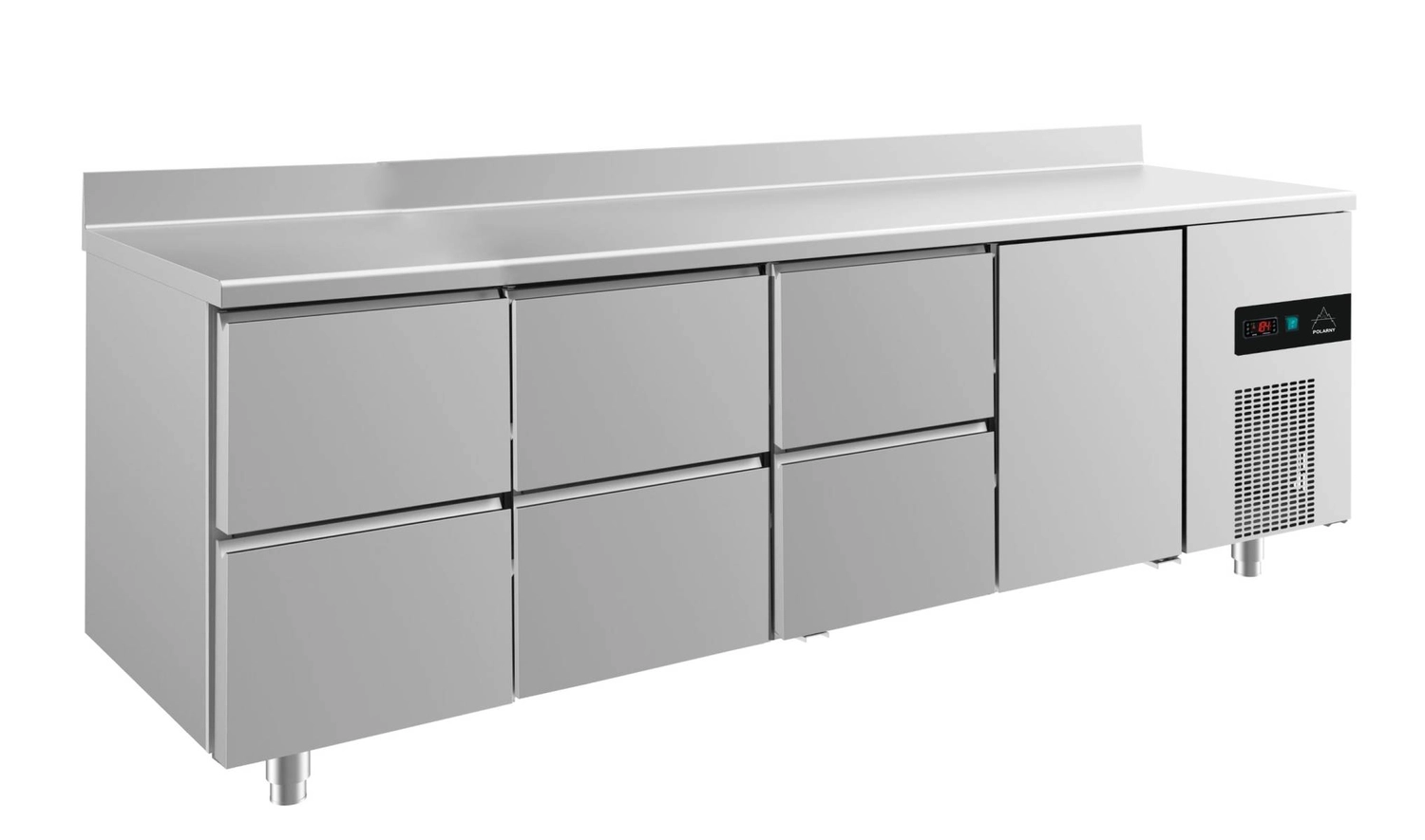 Bild von Kühltisch -2 bis +8°C 2330x700x850mm mit 1x Tür und 3x zwei Schubladen u. Aufkantung