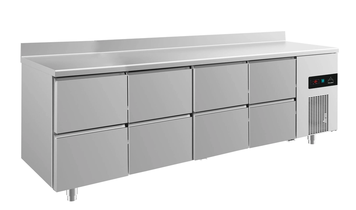 Bild von Kühltisch -2 bis +8°C 2330x700x850mm mit 4x zwei Schubladen u. Aufkantung