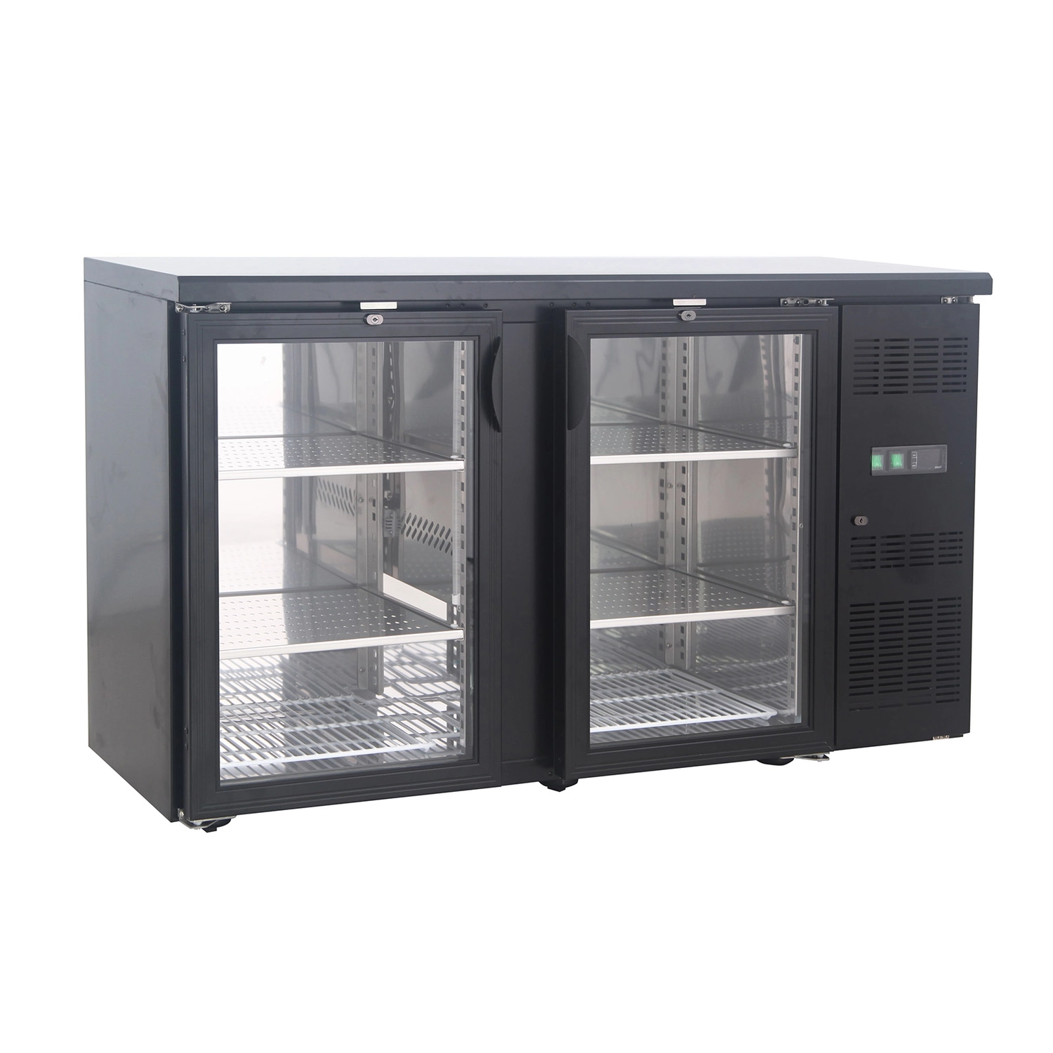 Bild von Flaschennkühltisch 226 Liter | Schwarz | 2 Glastüren | 1460 x 530 x 870 mm