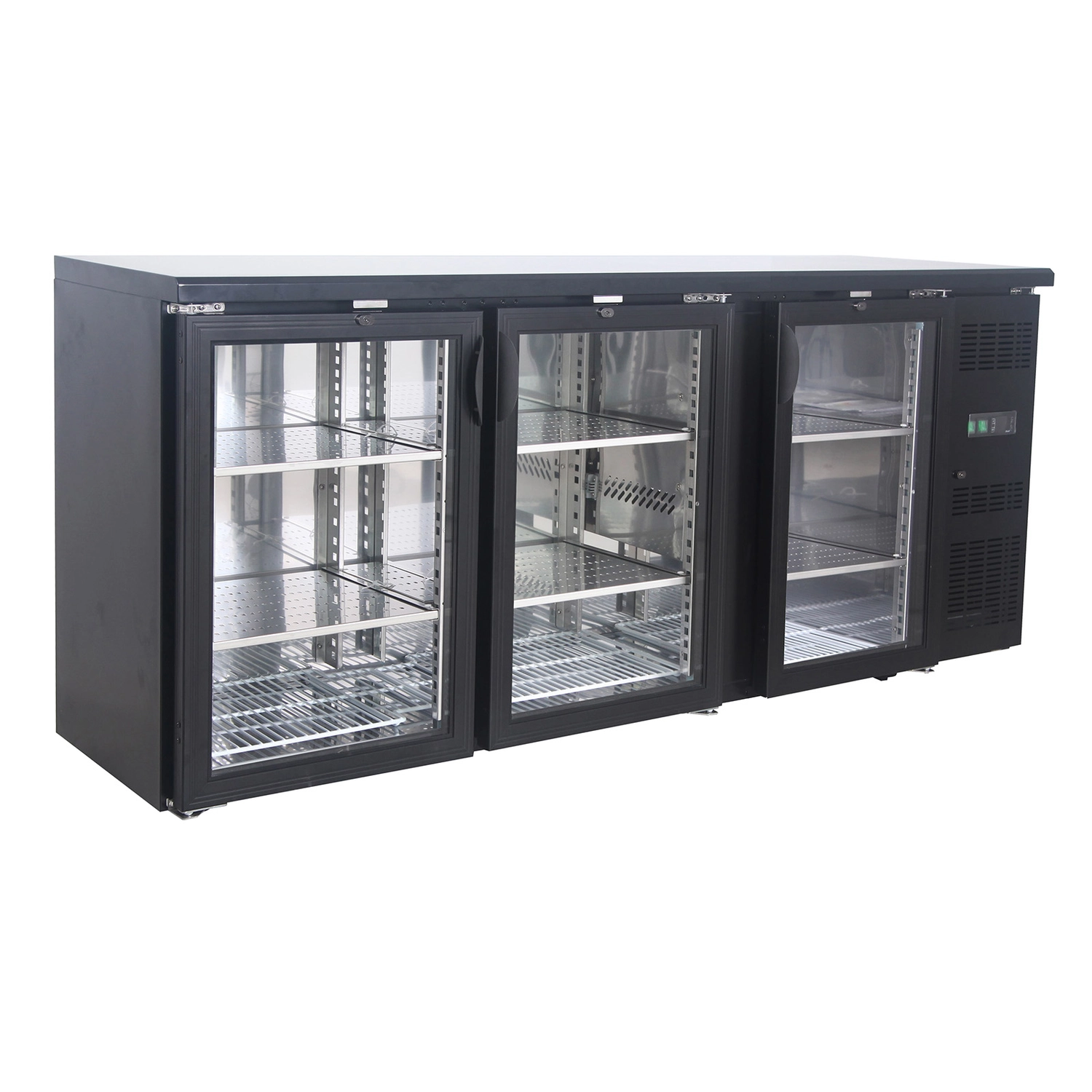 Bild von Flaschennkühltisch 355 Liter | Schwarz | 3 Glastüren | 2000 x 530 x 870 mm