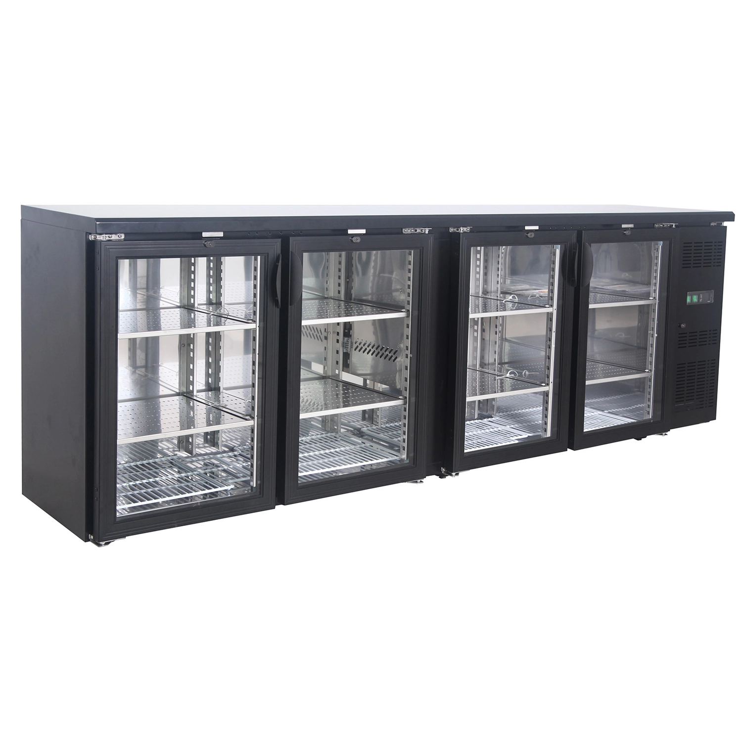Bild von Flaschennkühltisch 484 Liter | Schwarz | 4 Glastüren | 2540 x 530 x 870 mm