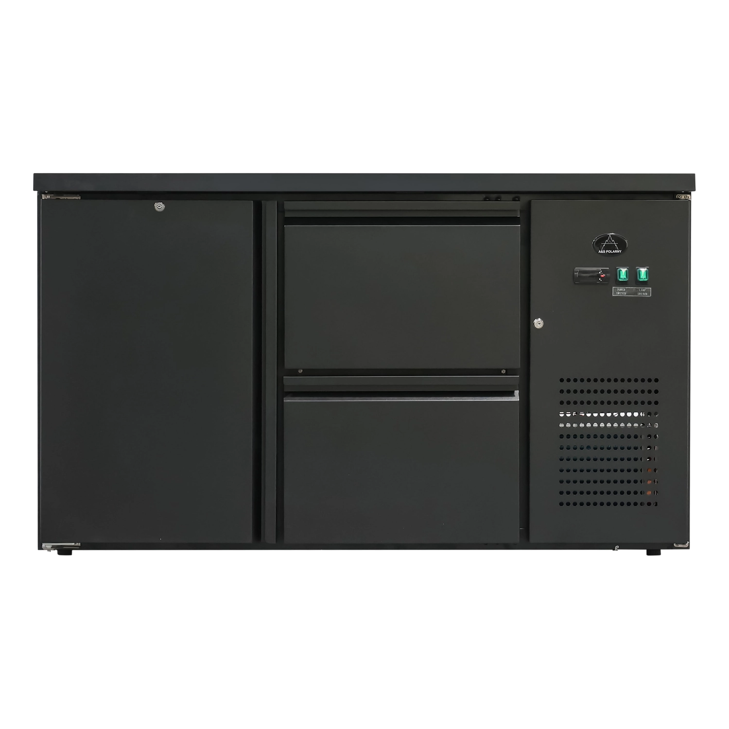 Bild von Flaschenkühltisch 280 Liter | Schwarz | 1 Tür + 2 Schubladen | 1465 x 520 x 840 mm
