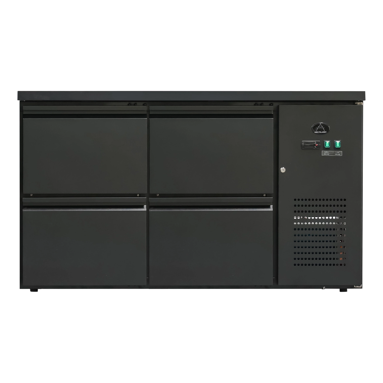 Bild von Flaschenkühltisch 280 Liter | Schwarz | 4 Schubladen | 1465 x 520 x 840 mm