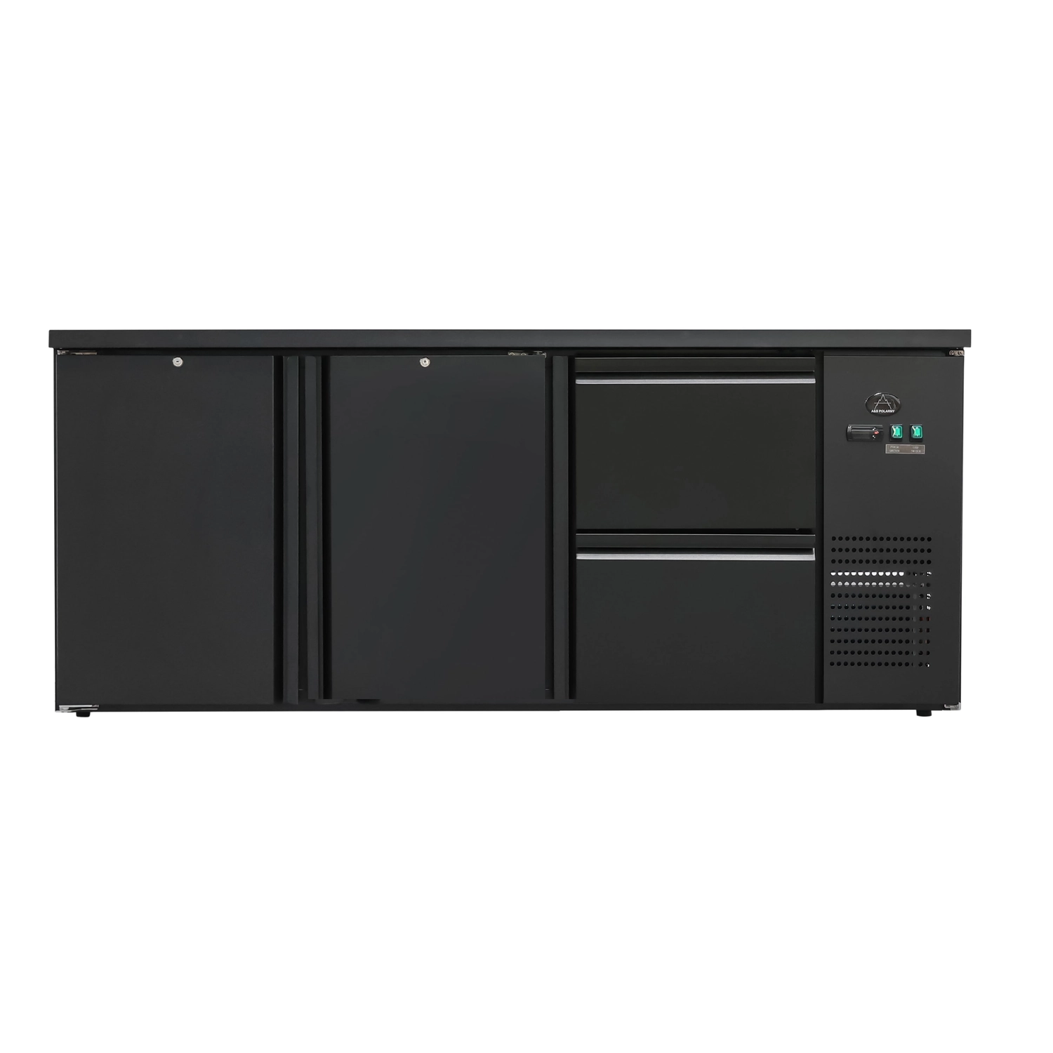 Bild von Flaschenkühltisch 425 Liter | Schwarz | 2 Türen + 2 Schubladen | 2005 x 520 x 840 mm