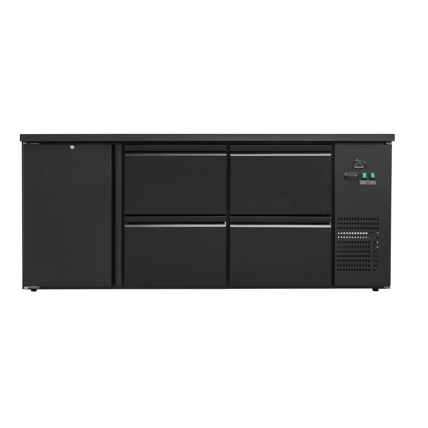 Bild von Flaschenkühltisch 425 Liter | Schwarz | 1 Tür + 4 Schubladen | 2005 x 520 x 840 mm