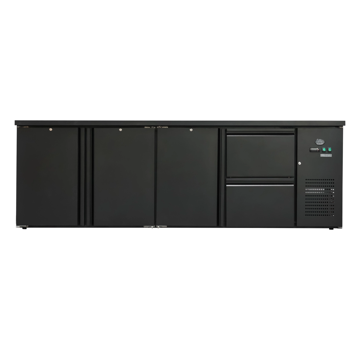 Bild von Flaschenkühltisch 600 Liter | Schwarz | 3 Türen + 2 Schubladen | 2545 x 520 x 840 mm