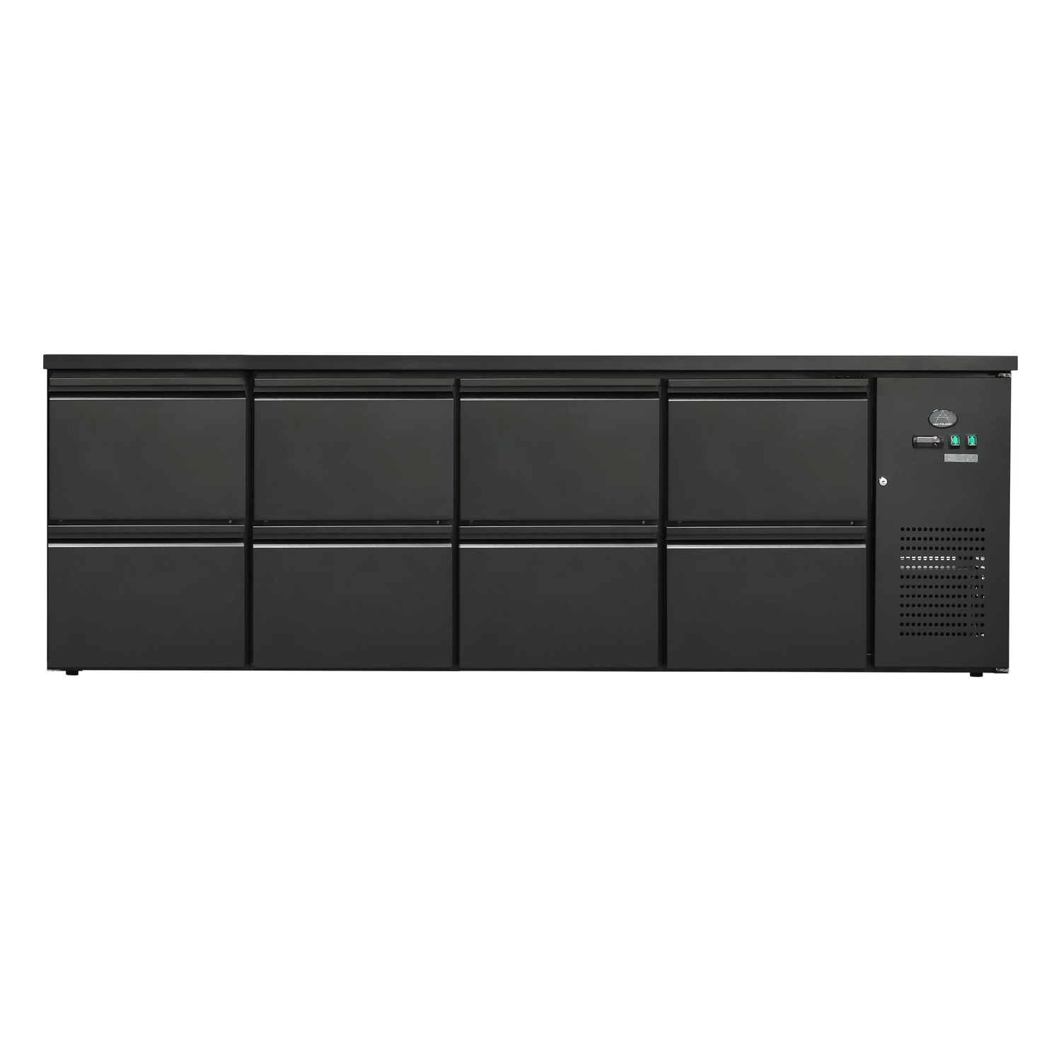 Bild von Flaschenkühltisch 600 Liter | Schwarz | 8 Schubladen | 2545 x 520 x 840 mm