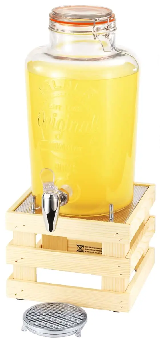 Bild von RAISER NATURE 'Barrel' Glasdispenser 8 Liter m.Fuß aus Fichtenholz