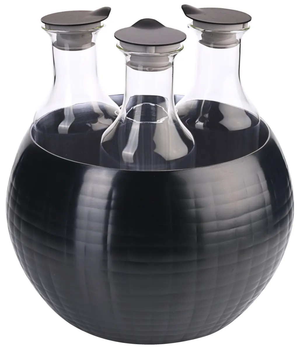 Bild von CARAFINE BLACK 'Triplet'
PVD schwarz, doppelwandig, gehämmert, 3 Glaskaraffen