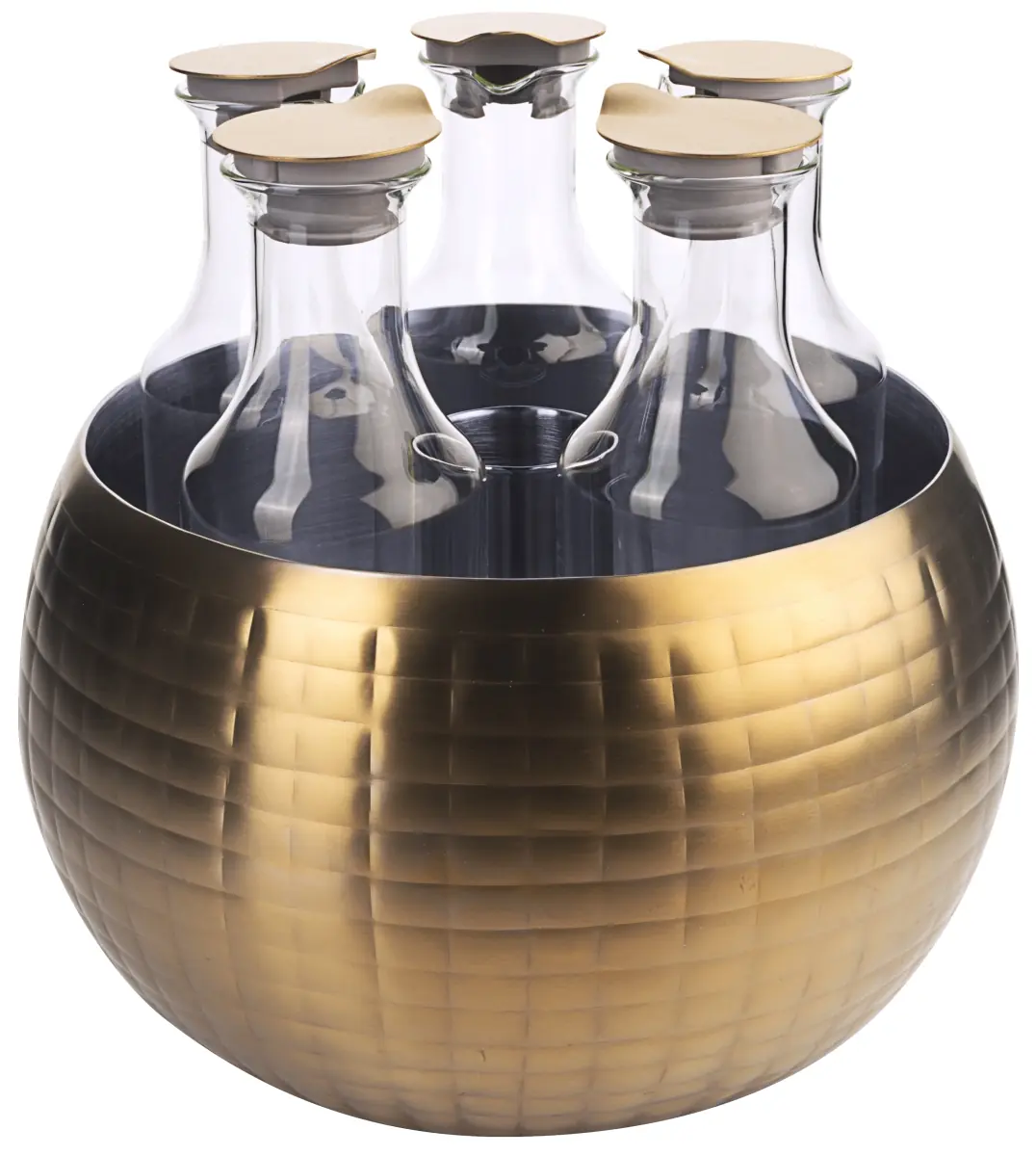 Bild von CARAFINE BLACK 'Quintet'
PVD gold, doppelwandig, gehämmert, 5 Glaskaraffen