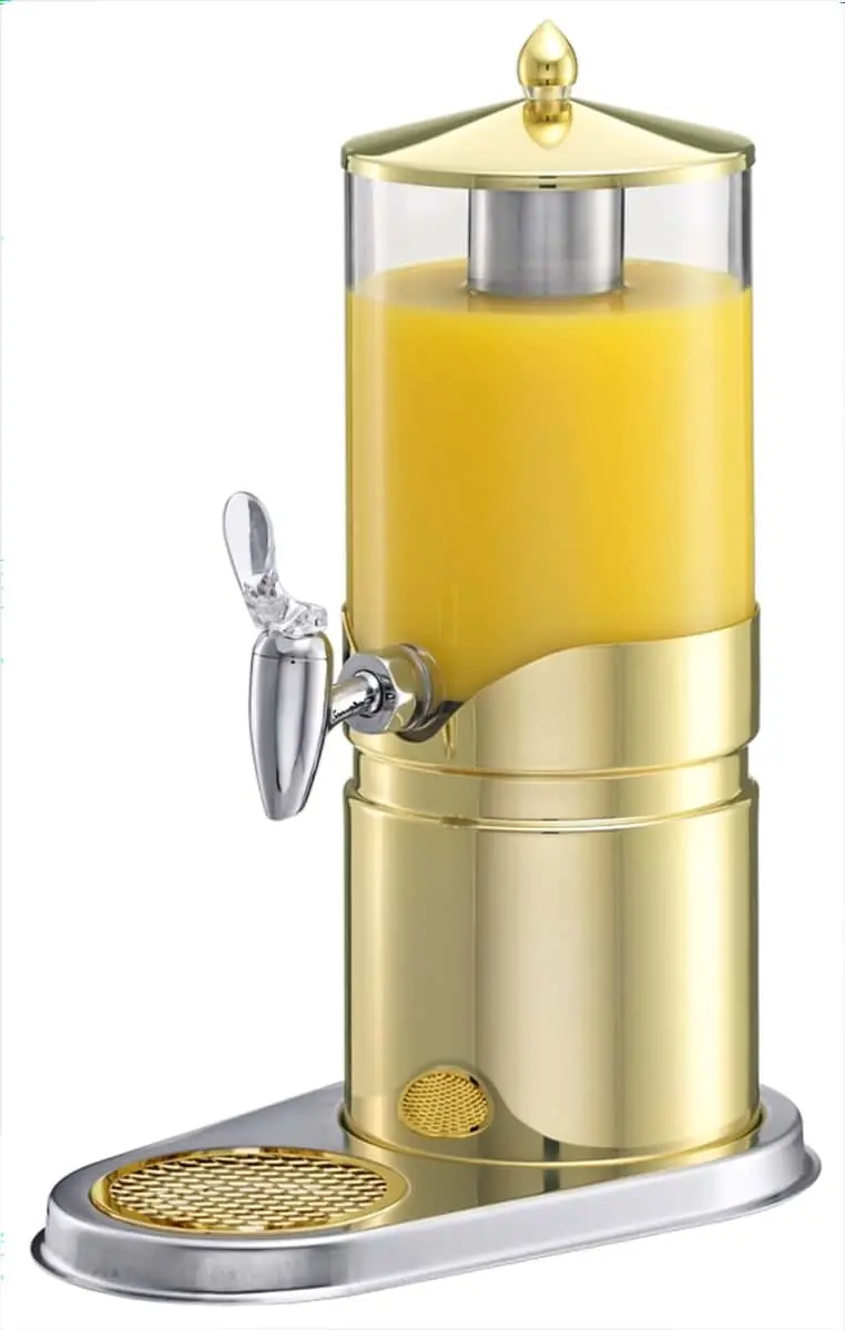 Bild von UNISON 'Saftkanne 2,5 Liter' Gold, EdelstahlHahn, Kühlakku