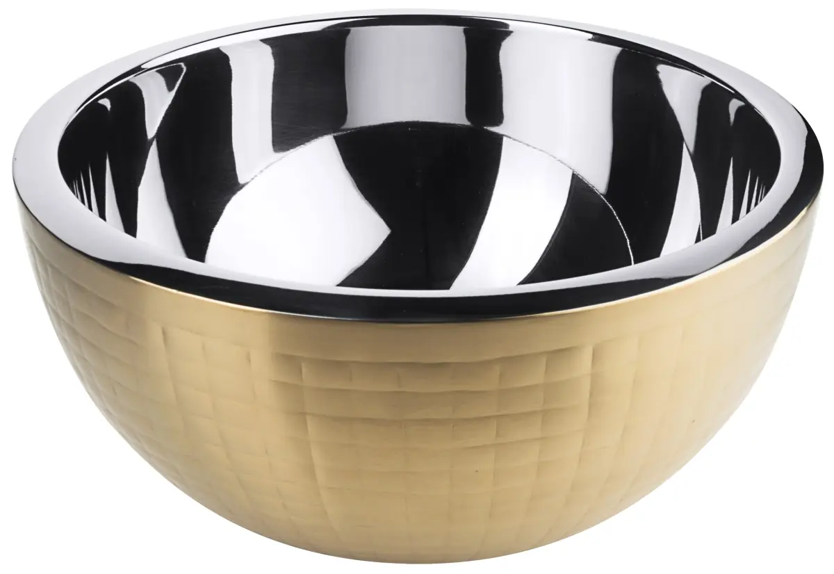 Bild von CARAFINE GOLD 'Buffetschale L'
gehammert, doppelwandig, PVD Gold Beschichtung