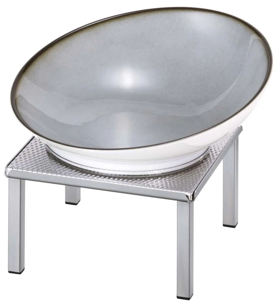 Bild von RAISER INOX 'Buffetschale' Porzellan, grau, Edelstahlfuß, H:22,5 cm