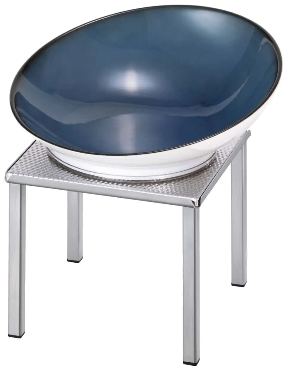 Bild von RAISER INOX 'Buffetschale' Porzellan, blau, Edelstahlfuß, H:27,5 cm