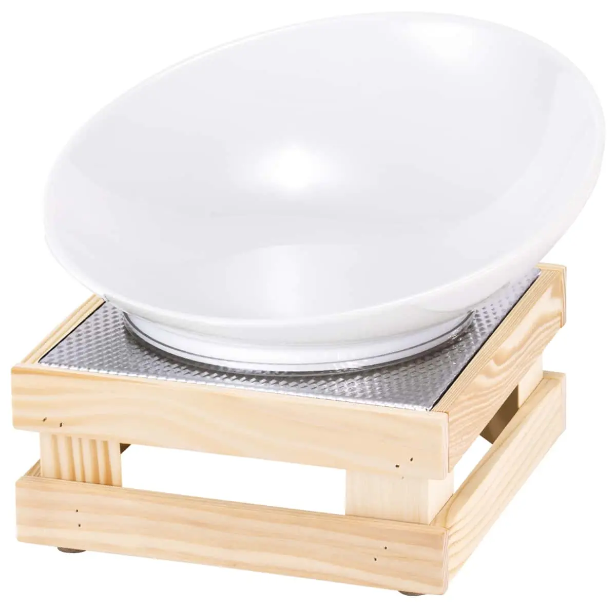 Bild von RAISER NATURE 'Buffetschale' Porzellan, weiß, Holzfuß, H: 22,0cm