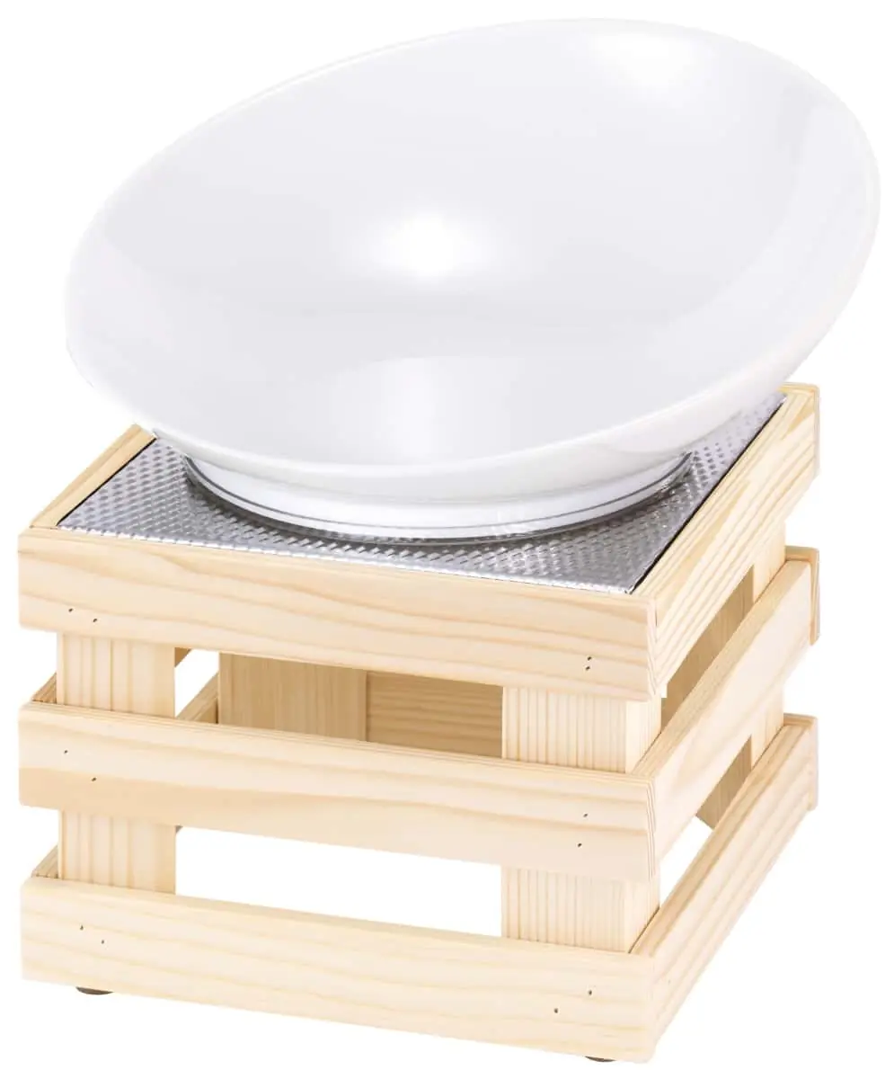 Bild von RAISER NATURE 'Buffetschale' Porzellan, weiß, Holzfuß, H: 28,5cm
