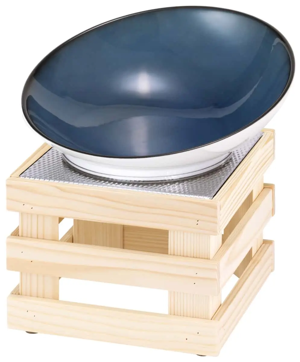 Bild von RAISER NATURE 'Buffetschale' Porzellan, blau, Holzfuß, H: 28,5cm