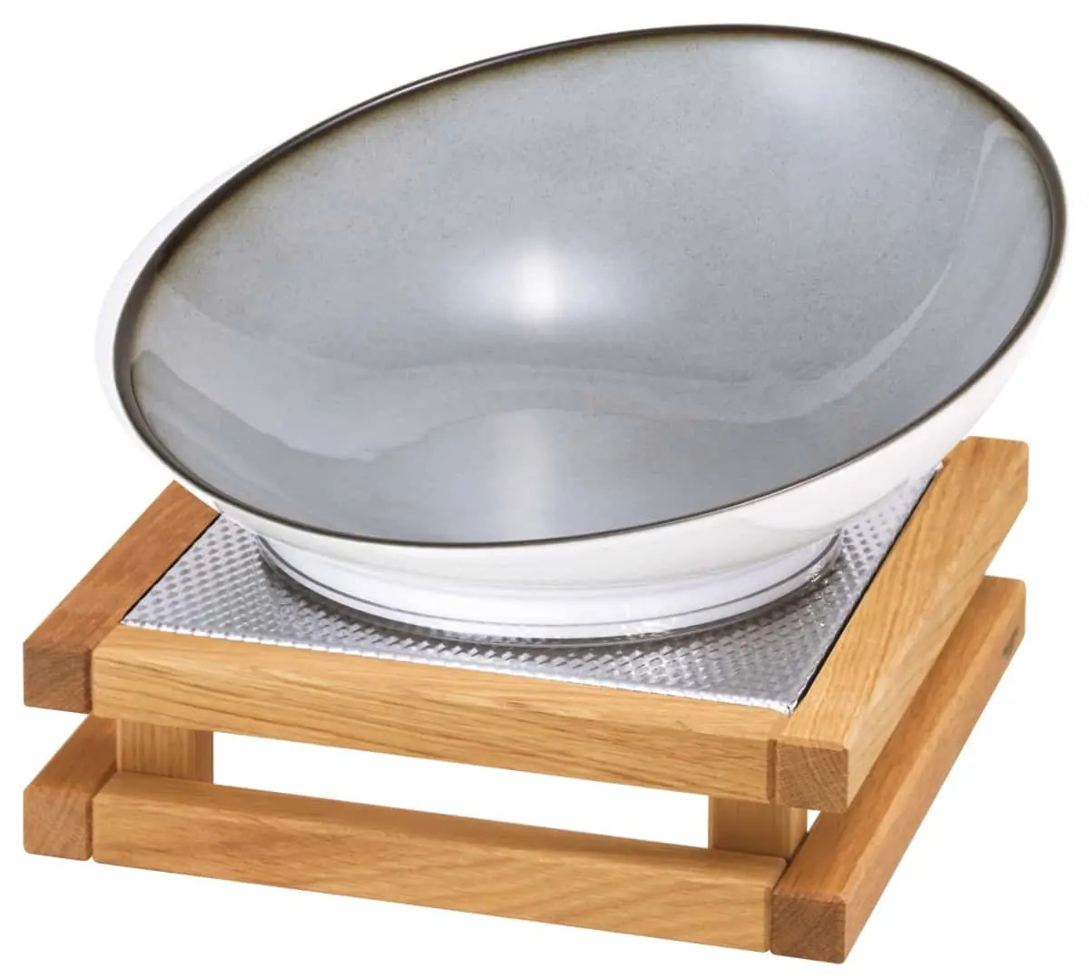 Bild von RAISER OAK 'Buffetschale' Porzellan, grau, Holzfuß, H: 19,0cm