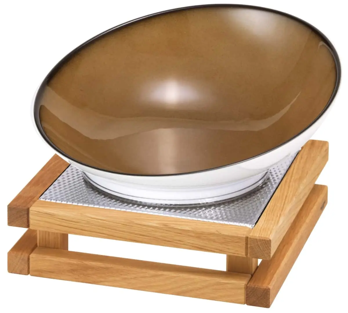 Bild von RAISER OAK 'Buffetschale' Porzellan, caramel, Holzfuß, H: 19,0cm