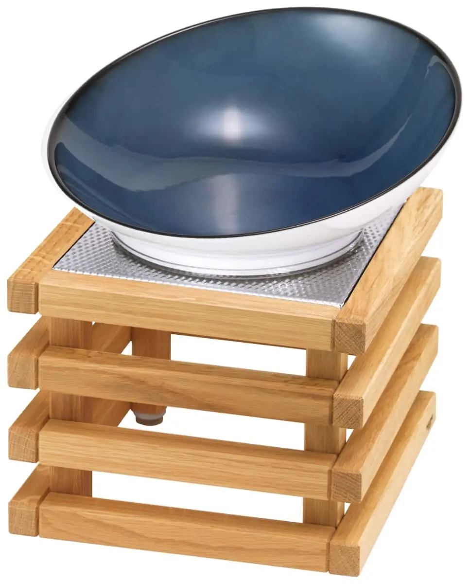 Bild von RAISER OAK 'Buffetschale' Porzellan, blau, Holzfuß, H: 28,5cm