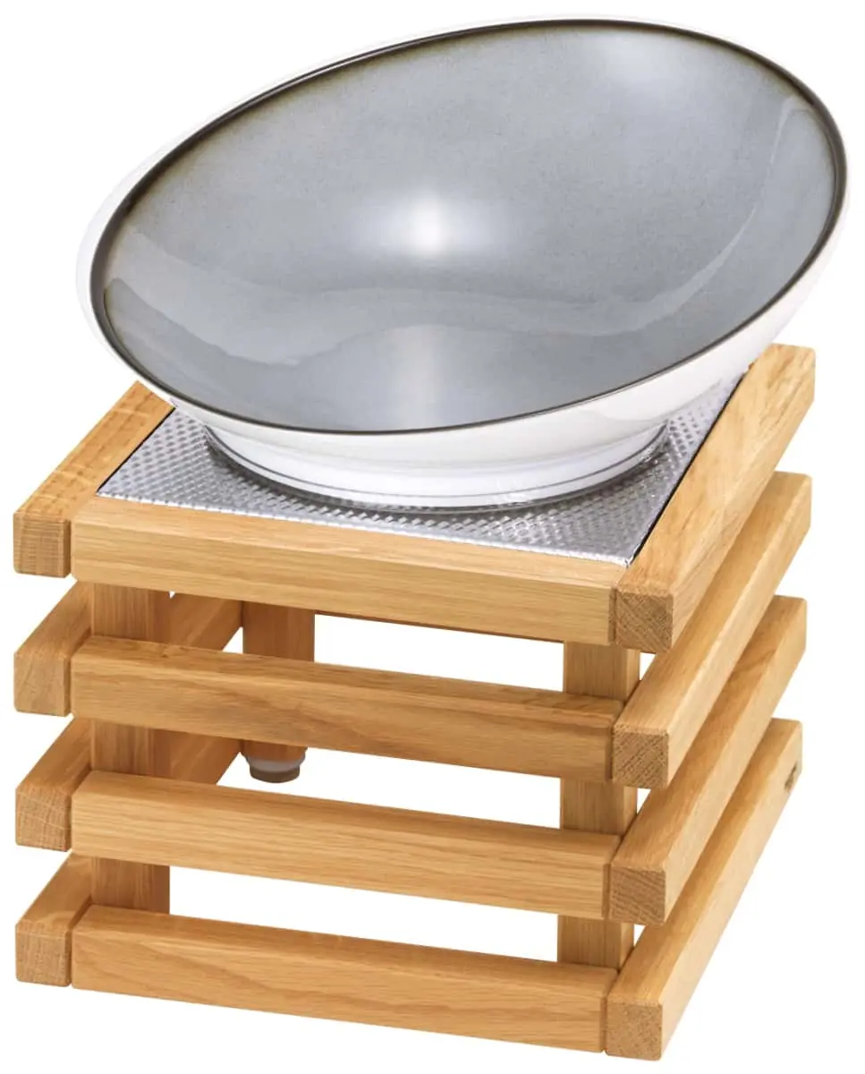 Bild von RAISER OAK 'Buffetschale' Porzellan, grau, Holzfuß, H: 28,5cm