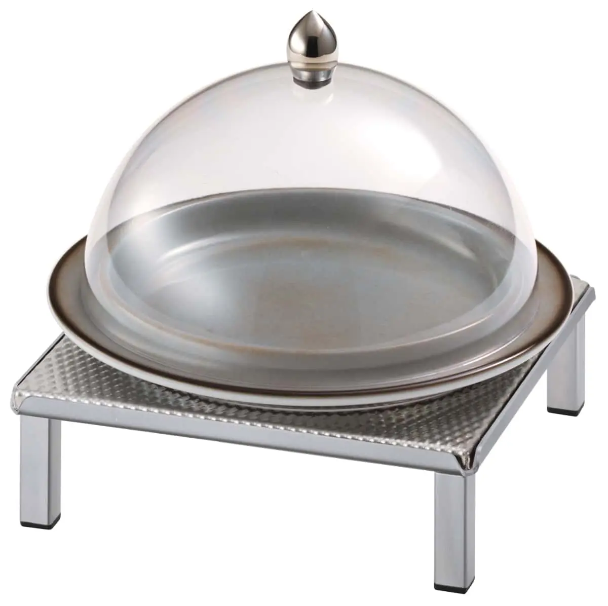 Bild von RAISER INOX 'Clochenplatte' mit Porzellanteller, grau, H:20,8cm