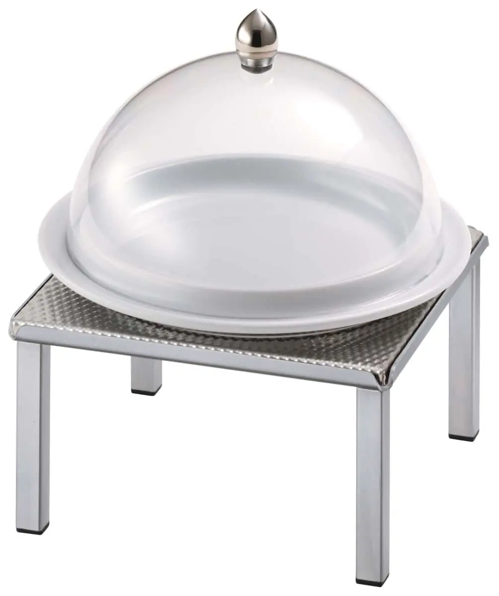Bild von RAISER INOX 'Clochenplatte' mit Porzellanteller,weiß, H:25,8cm