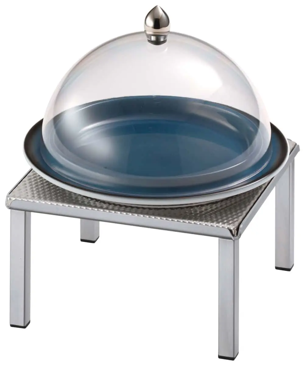 Bild von RAISER INOX 'Clochenplatte' mit Porzellanteller, blau, H:25,8cm