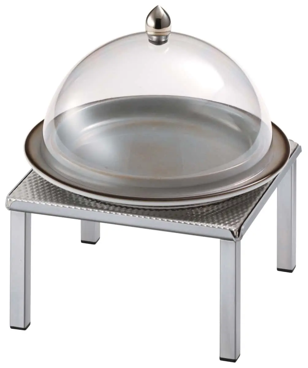 Bild von RAISER INOX 'Clochenplatte' mit Porzellanteller, grau, H:25,8cm