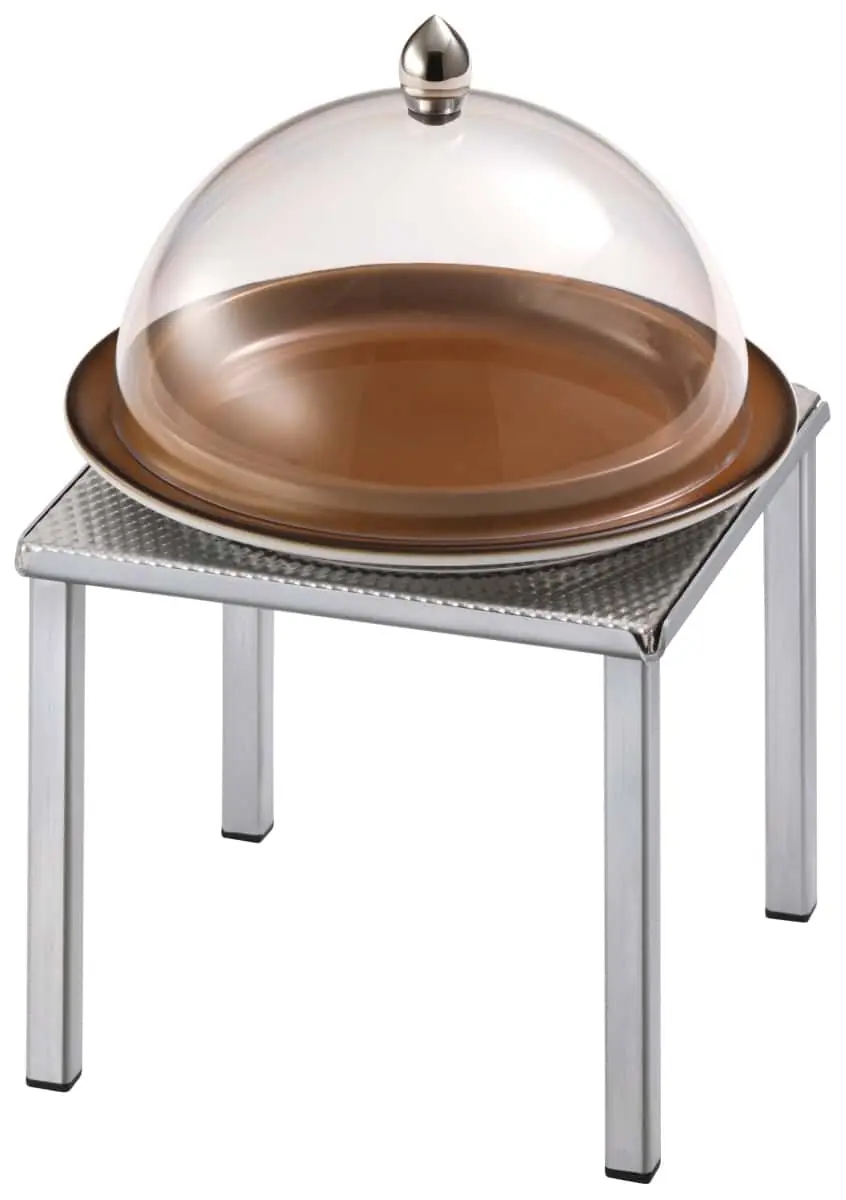 Bild von RAISER INOX 'Clochenplatte' mit  Porzellanteller, caramel, H:30,8 cm