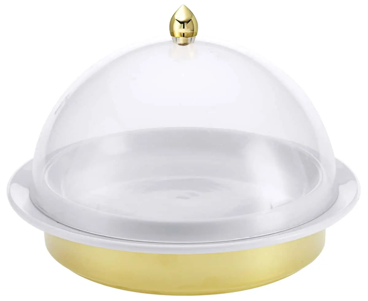Bild von UNISON 'Clocheplatte'mit Cloche,Kühlakku/Porzellanteller, gold