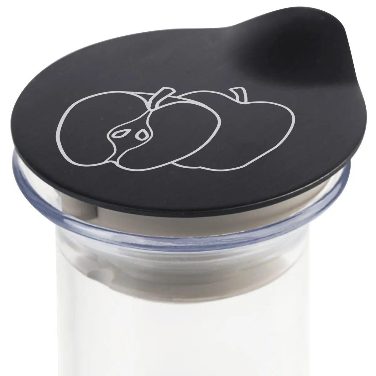 Bild von CARAFINE/CONNECT BLACK 'Laserbeschriftung' Motif Apfel
auf Edelstahldeckel, schwarz