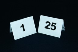 Bild von Satz Tischnummernschilder 1-25, gedruckt auf Plastik, 5x3,5 cm
